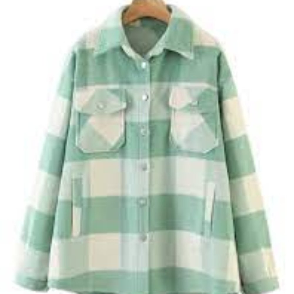 Miss Sparkling Oversized Plaid Shacket